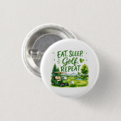 Badge Rond 2,50 Cm Golf manger dormir golf répéter (Devant & derrière)