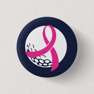 Badge Rond 2,50 Cm Golf Pink Ribbon Sensibilisation au cancer du sein
