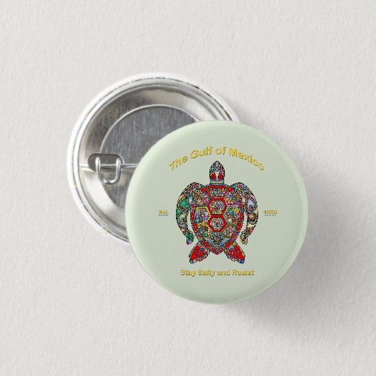 Badge Rond 2,50 Cm Golfe du Mexique (Devant & derrière)
