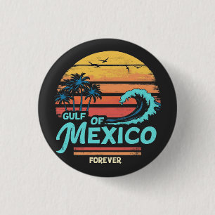 Badge Rond 2,50 Cm Golfe du Mexique Forever Vintage Beach Mexicaine