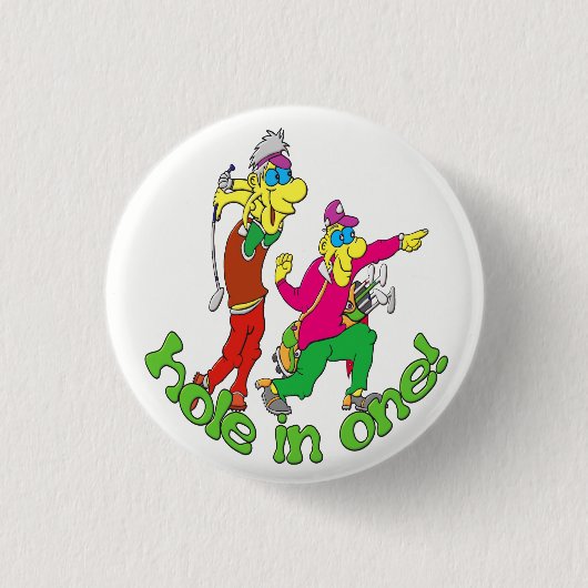 Badge Rond 2,50 Cm Golfeur obtenant un trou dans un (Devant)