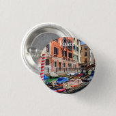 Badge Rond 2,50 Cm gondole traditionnelle à Venise (Devant & derrière)