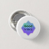 Badge Rond 2,50 Cm "Good Vibes" Text on Gradient Star Shape (Devant & derrière)