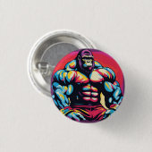 Badge Rond 2,50 Cm Gorilla Bodybuilder Lifter Pop Art Dessin (Devant & derrière)