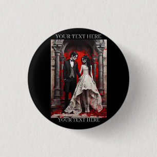 Badge Rond 2,50 Cm Goth Wedding Couple Quitter l'Eglise