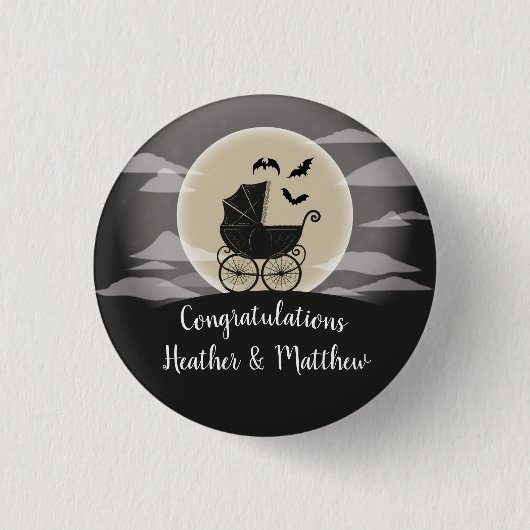 Badge Rond 2,50 Cm Gothic Baby Shower Halloween (Devant)