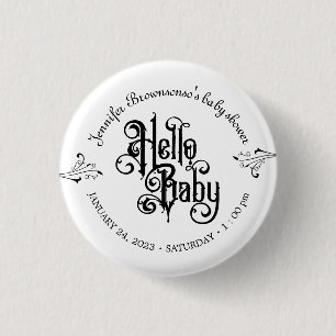 Badge Rond 2,50 Cm Gothique Foncé Vintage Bonjour Bébé