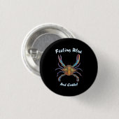 Badge Rond 2,50 Cm goupille de crabe bleu (Devant & derrière)