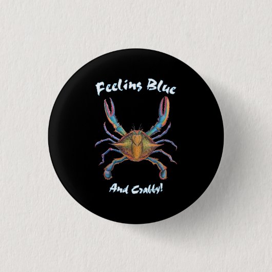 Badge Rond 2,50 Cm goupille de crabe bleu (Devant)