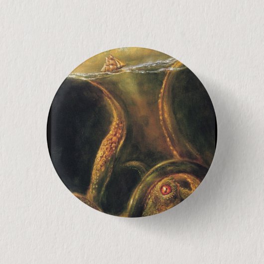 Badge Rond 2,50 Cm Goupille de Kraken (Devant)