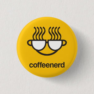 Badge Rond 2,50 Cm goupille jaune nerd de bouton de café
