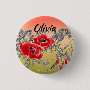 Badge Rond 2,50 Cm Gradient ombre corail lime doux bleu couleur rouge