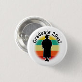 Badge Rond 2,50 Cm Graduation Rétro Casquette et femme fille diplômée (Devant & derrière)