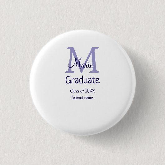 Badge Rond 2,50 Cm Gradué ajouter nom monogramme violet simple m mini (Devant)