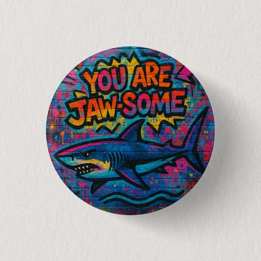 Badge Rond 2,50 Cm Graffiti pour requins de mâchoires (Devant)