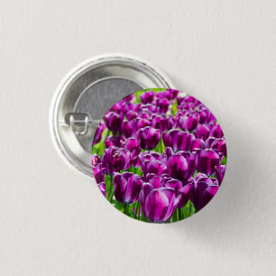 Badge Rond 2,50 Cm Grand champ de tulipes pourpres