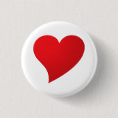 Badge Rond 2,50 Cm Grand Coeur Rouge, Amour, blanc (Devant)