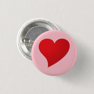 Badge Rond 2,50 Cm Grand Coeur Rouge, Amour, rose