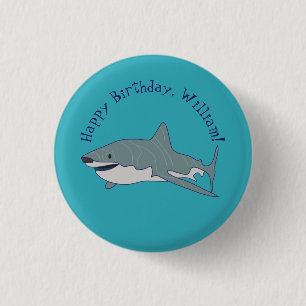 Badge Rond 2,50 Cm Grand message personnalisé de requin blanc