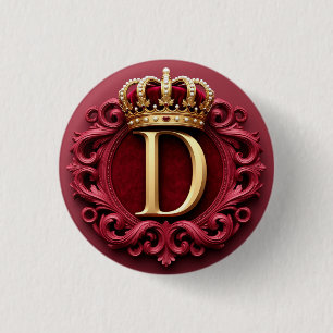 Badge Rond 2,50 Cm Grand Monogramme D sur Velours Rouge