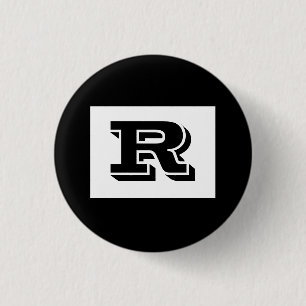 Badge Rond 2,50 Cm Grand Monogramme Noir Gras Contour, Noir