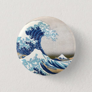 Badge Rond 2,50 Cm Grande vague au large de Kanagawa Vintage japonais