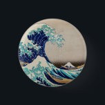 Badge Rond 2,50 Cm Grande vague d'Hokusai au large de Kanagawa. art j<br><div class="desc">Katsushika Hokusai bouton "La Grande Vague au large de Kanagawa". illustration japonaise vintage.</div>