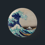 Badge Rond 2,50 Cm Grande vague d'Hokusai au large de Kanagawa. art j<br><div class="desc">Katsushika Hokusai bouton "La Grande Vague au large de Kanagawa". illustration japonaise vintage.</div>
