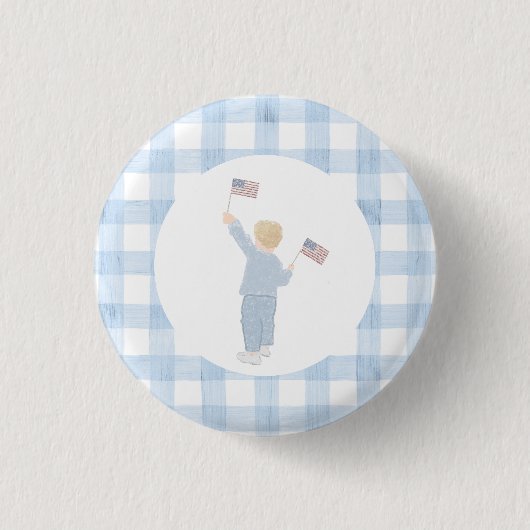 Badge Rond 2,50 Cm Grandmillennial All American Boy Paper Plate (Devant)