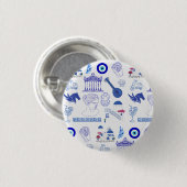 Badge Rond 2,50 Cm Grèce Bleu et Blanc (Devant & derrière)