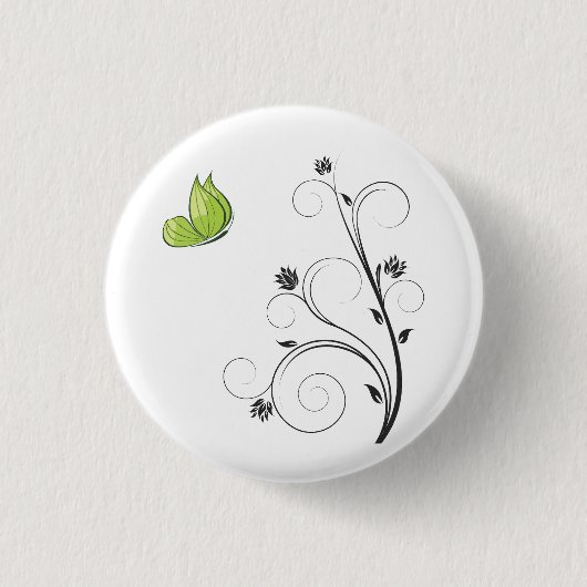 Badge Rond 2,50 Cm Green Butterfly (Devant)