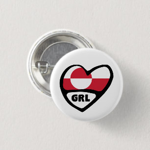 Badge Rond 2,50 Cm Greenland Country Code Flag Heart Pin Badge, GRL