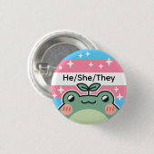 Badge Rond 2,50 Cm Grenouille à drapeau transgenre Pronoun personnali (Devant & derrière)