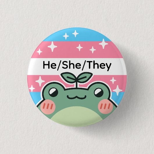 Badge Rond 2,50 Cm Grenouille à drapeau transgenre Pronoun personnali (Devant)