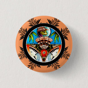 Badge Rond 2,50 Cm Grenouille de tatouage Tiki