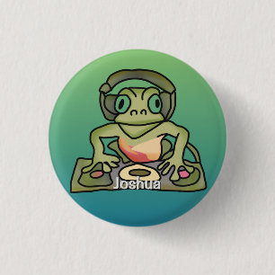 Badge Rond 2,50 Cm Grenouille rétro avec casque Drôle
