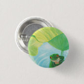 Badge Rond 2,50 Cm Grenouille verte sous Pad Lily (Devant & derrière)