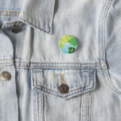 Badge Rond 2,50 Cm Grenouille verte sous Pad Lily (En situation)