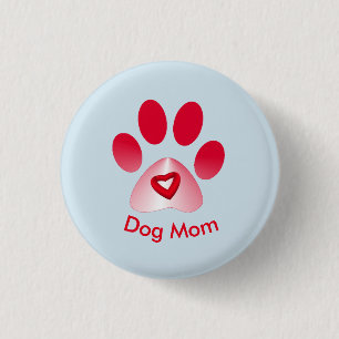 Badge Rond 2,50 Cm Griffe d'animal à dégradé rouge et blanc avec cœur
