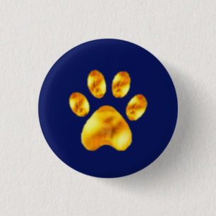 Badge Rond 2,50 Cm Griffe dorée sur fond bleu