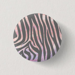 Badge Rond 2,50 Cm Gris clair et rose Zebra