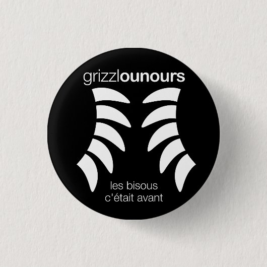 Badge Rond 2,50 Cm Grizzlounours Collection. (Devant)