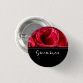 Badge Rond 2,50 Cm Groomsman épousant les roses rouges (Devant & derrière)