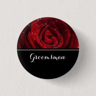 Badge Rond 2,50 Cm Groomsman Mariage Red Roses