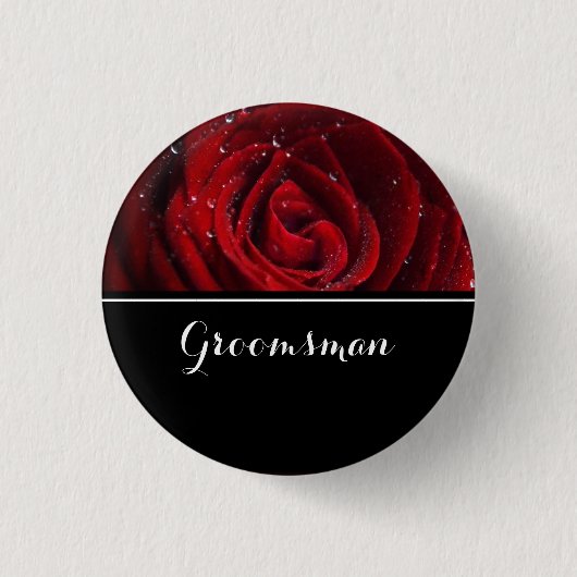 Badge Rond 2,50 Cm Groomsman Mariage Red Roses (Devant)