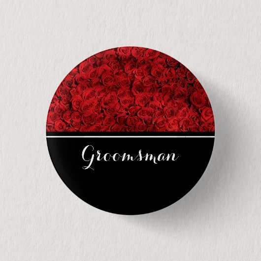 Badge Rond 2,50 Cm Groomsman Mariage Red Roses (Devant)