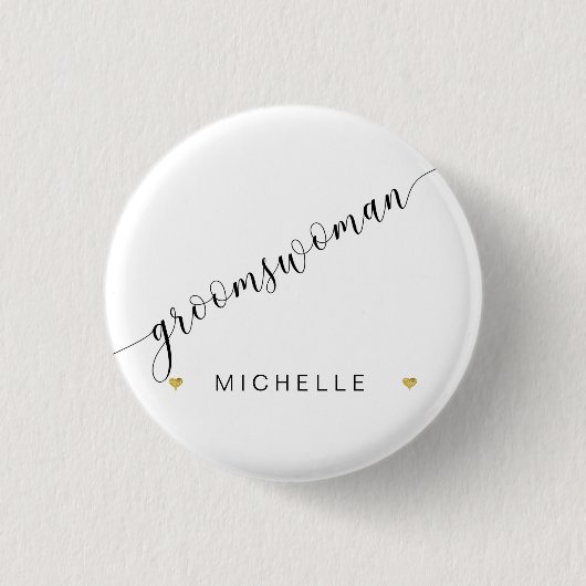 Badge Rond 2,50 Cm Groomswoman Script simple moderne (Devant)