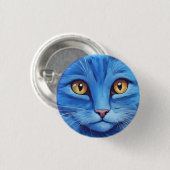 Badge Rond 2,50 Cm Gros chat bleu. (Devant & derrière)