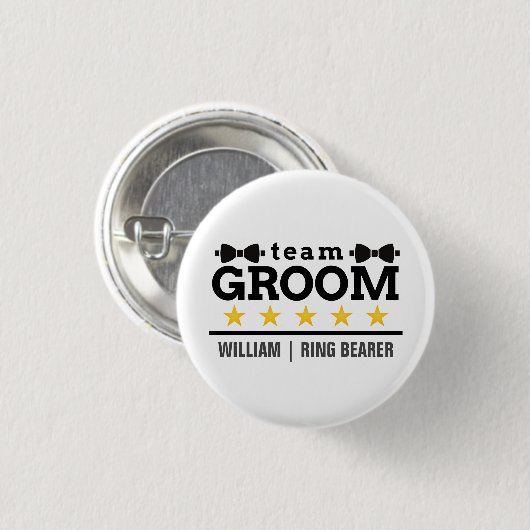 Badge Rond 2,50 Cm Groupe d'équipe | Groomsman | Licence | Blanc noir (Devant & derrière)
