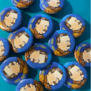 Badge Rond 2,50 Cm Grover Cleveland et Pin moyen